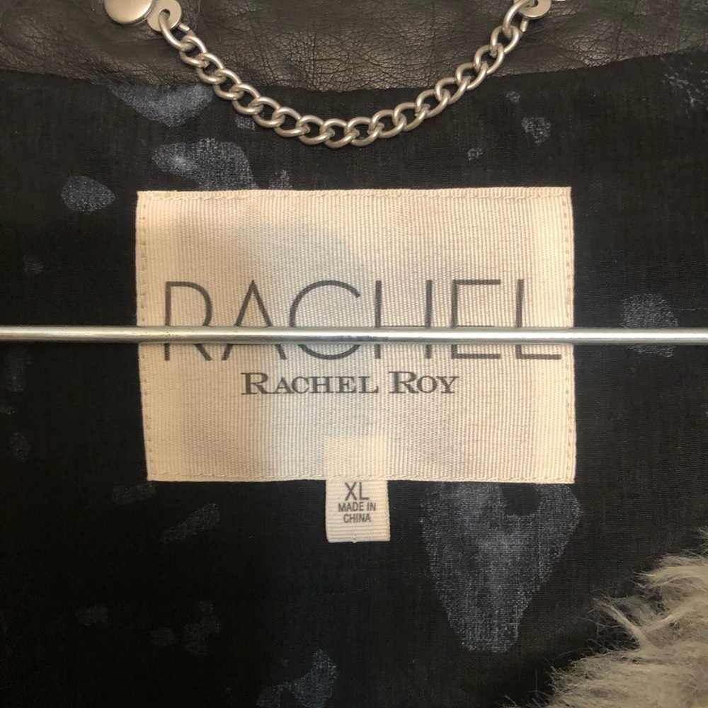 Rachel Roy size XL black & gray faux fur vest zip front - Picture 5 of 10
